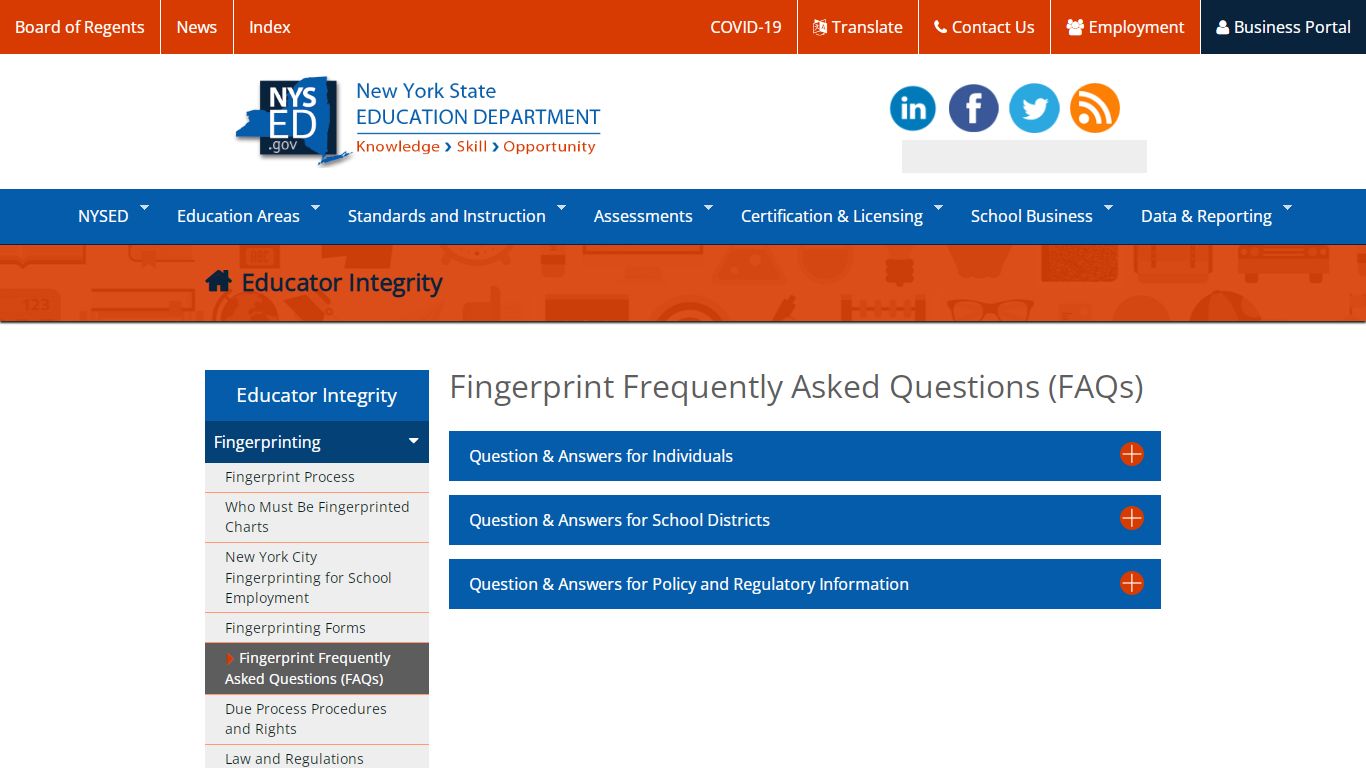 Fingerprint Frequently Asked Questions (FAQs) | New York State ...